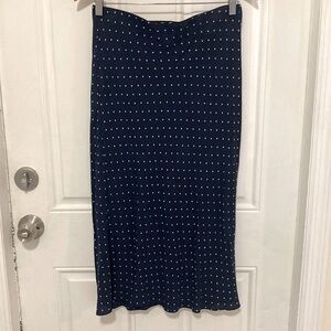 Madewell navy polka dot bias cut midi skirt